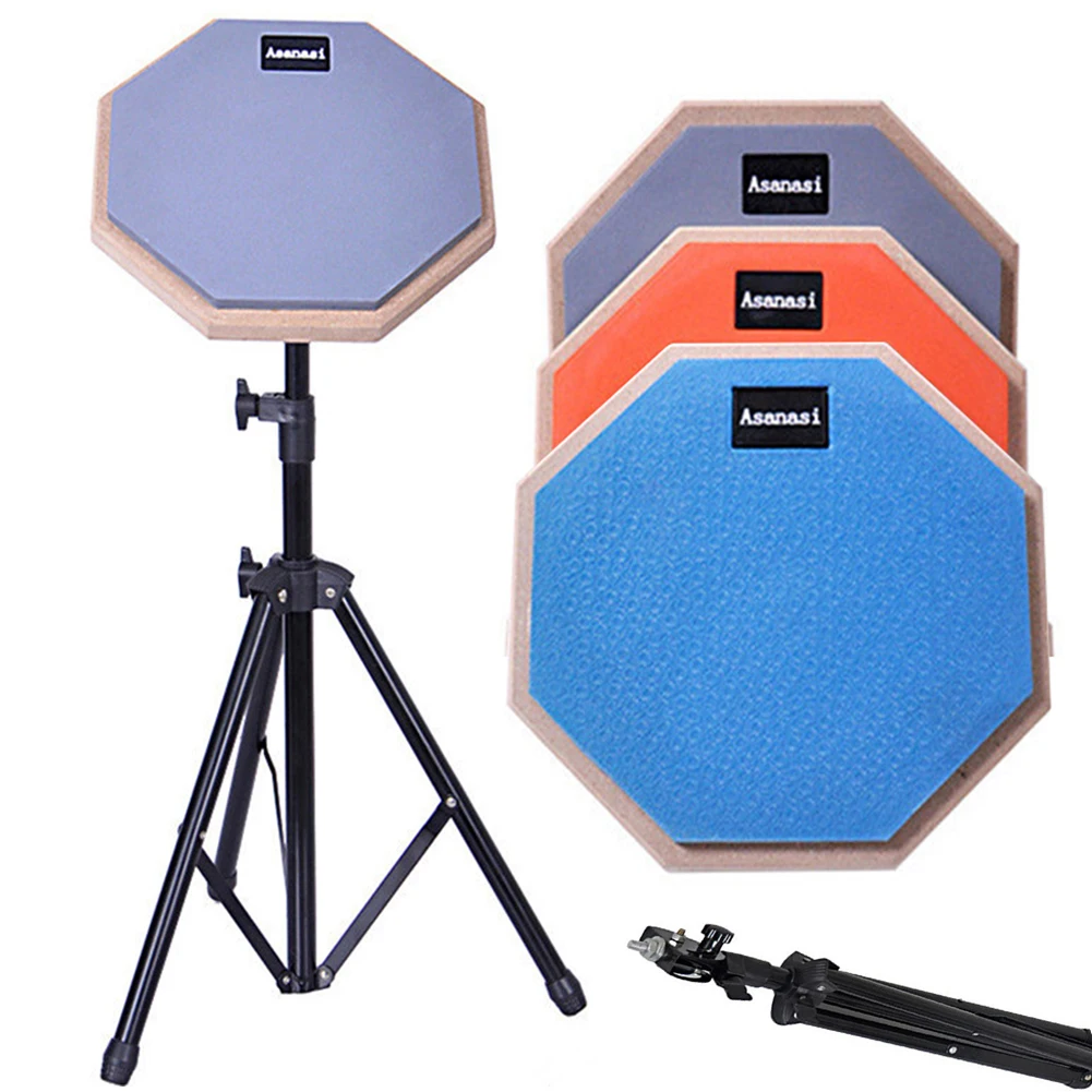 8 Inch Rubber Wooden Drum Practice Pad with Adjustable Stand Snare Drum Practice Pad Shock‑Absorbent Practice Training Drum Pad