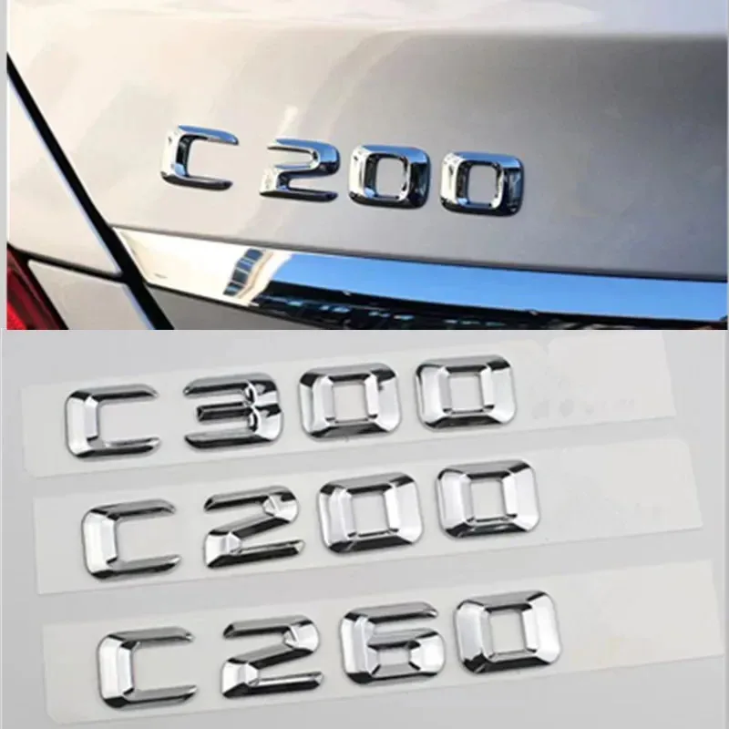 3D Car Tail Letter Stickers Badge for Mercedes Benz C Class C32 C36 C43 C55 C63 C180 C200 C220 C230 Auto Rear Trunk Emblem