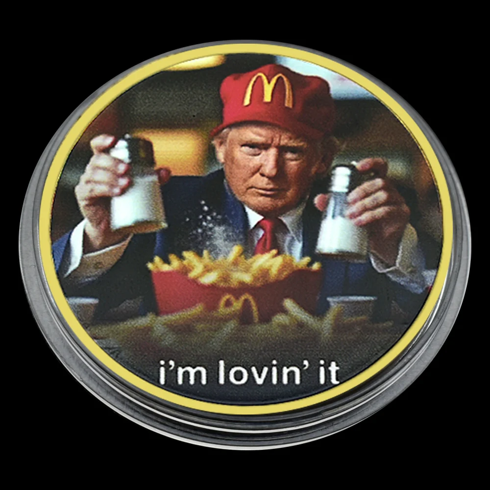 United States President Donald Trump Gold Plated Commemorative Coin I'm Lovin It Collect Gift