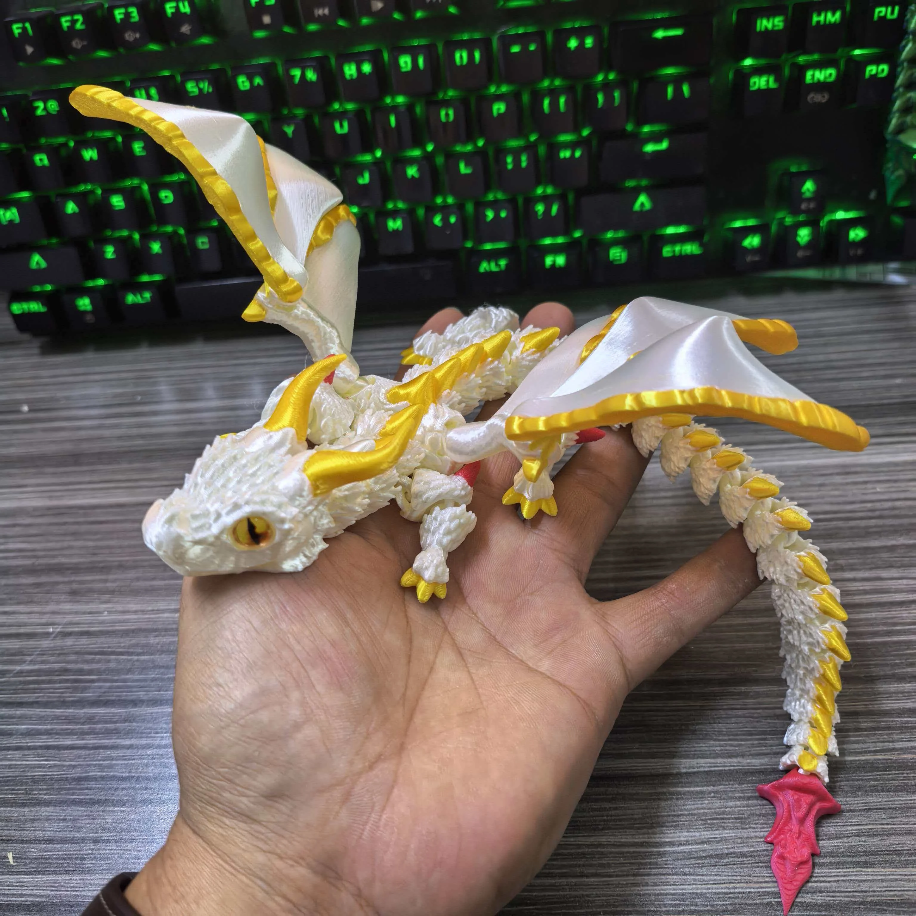 30CM 3D Printed Simulated Eyes Flying Joints Can Move Dragon Baby Ornaments Rockery Fish Tank Landscaping Decoration