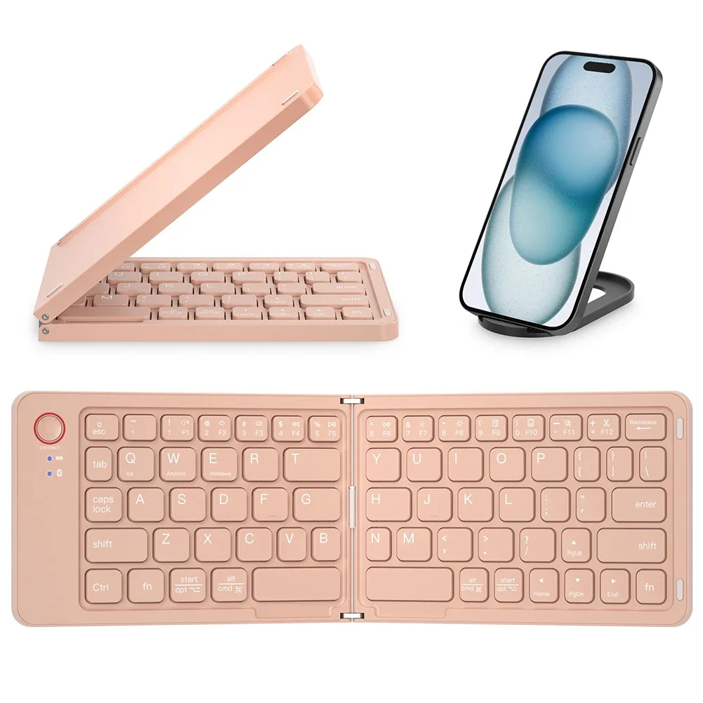 

Full Size Ultra Slim Keyboard Bluetooth-Compatible Portable Folding Keyboard for Android Windows Smartphone Tablet Laptop