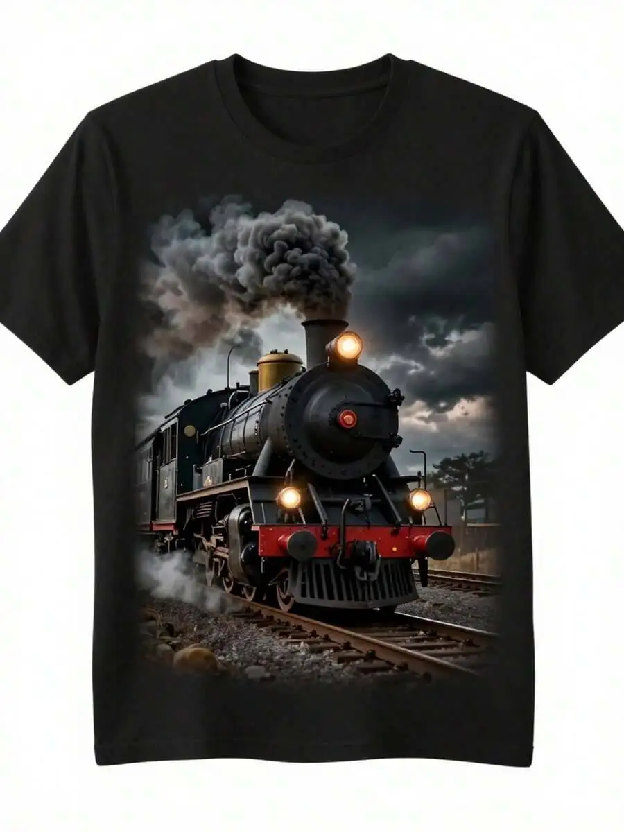 Vintage Steam 4014 Big Boy Classic Train Pattern T-Shirt, Featuring A Famous Locomotive Design, Washable Shirt, Suitable 100%