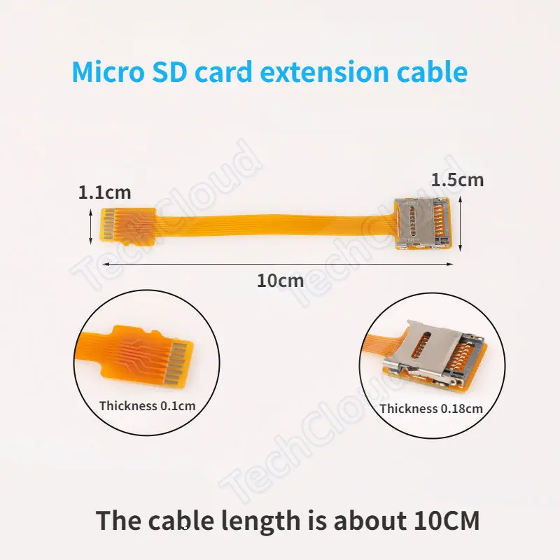 Micro SD Memory Card Kit Male to Female Extension Cable Soft ribon Flat Micro SD/ TF card  FPC Cable Extender 10cm