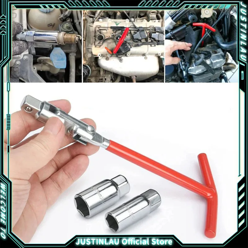 1Pcs 3 in 1 Auto Motorrad Reparatur Werkzeug Auto Werkzeug Kit Zündkerze Entfernung Werkzeug Steckschlüssel 16Mm/18Mm/21Mmt-Griff Schlüssel