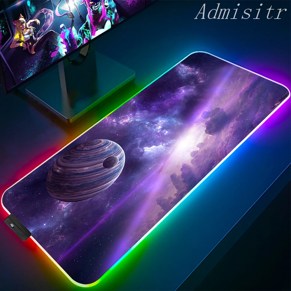 

Красочный большой коврик для мыши «Звездное небо» с RGB-подсветкой для ноутбука, светодиодный коврик для мыши, геймерская офисная клавиатура, ковер, игровой коврик с подсветкой, коврики для мыши