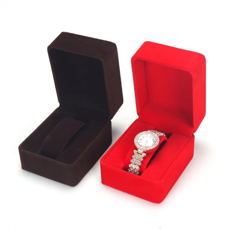 Soporte para reloj, organizador relojes felpa corto, caja reloj terciopelo hecha a mano para hombre y niño, venta