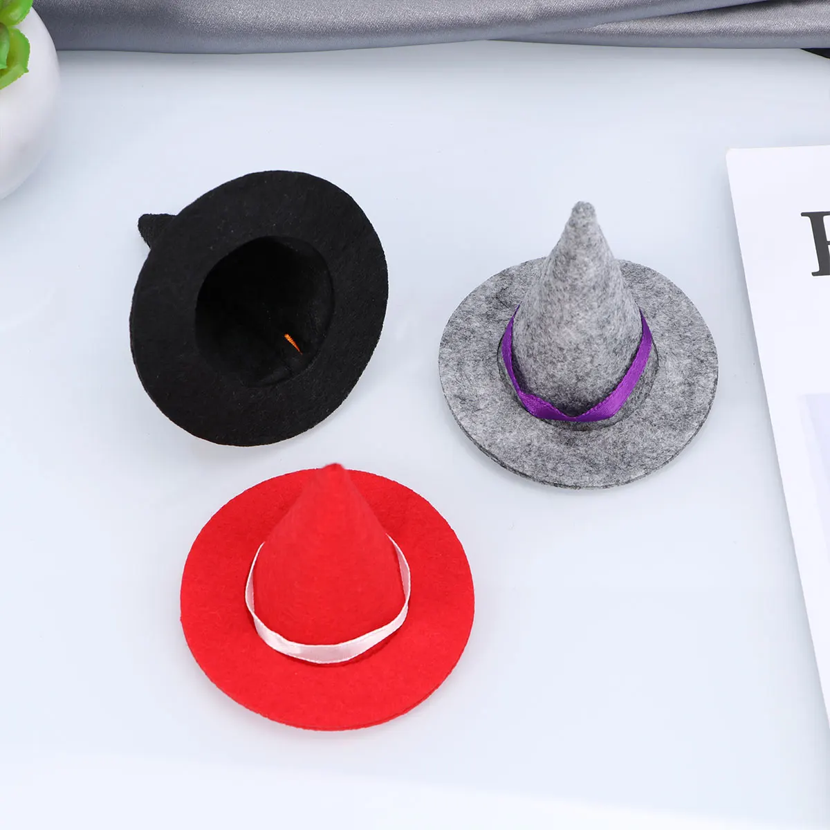 

3 Pcs Bottle Hat Felt Witch Hats Halloween Witches for Bottles Caps Decor Has