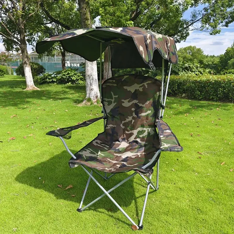 

Foldable Camping Chairs Beach Chair with Canopy Shade Portable Fishing Stool Sun Protection Portable Seat for Garden Picnic