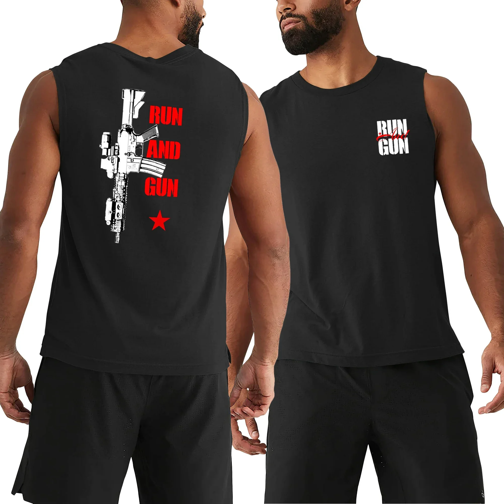 

Run and Gun Patriot Veteran Military Grunt Tanktop 100% Cotton O-Neck Summer Casual Mens Tank Tops Sleeveless T-shirt Streetwear