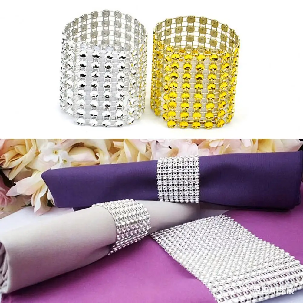 Napkin Rings Bulk Pack Durable Napkin Ring Clasps Elegant Rhinestone Napkin Rings for Festive Table Decor 100pcs Sparkling