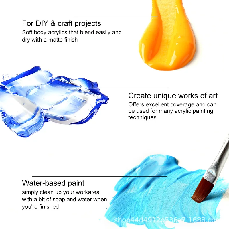 Acrylic Pigment Set 24/36 Colors 60ml - Non-Toxic Acrylic Paint for Canvas Painting, Wall Murals, Graffiti Art & Kids’ DIY Craft