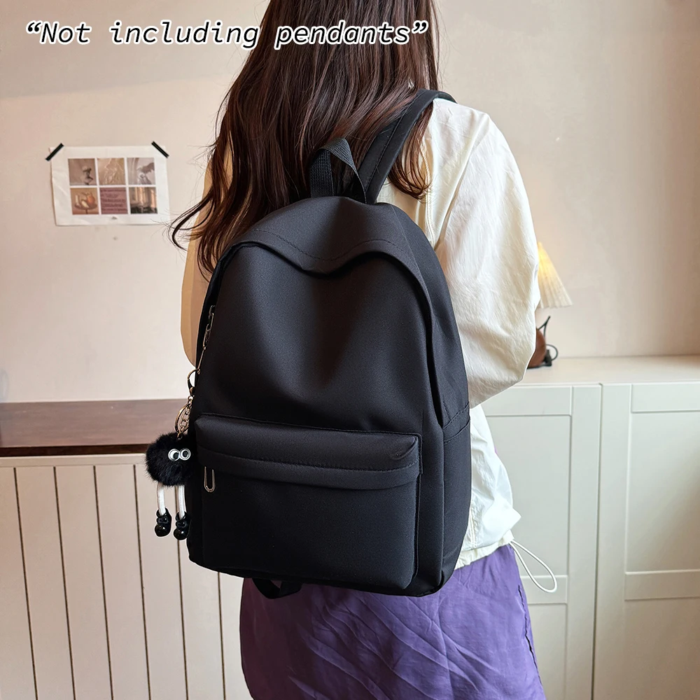 Backpack, Backpack, Large Capacity Korean Version, Instagram Style, Simple and Versatile, Solid Color, Trendy Backpack
