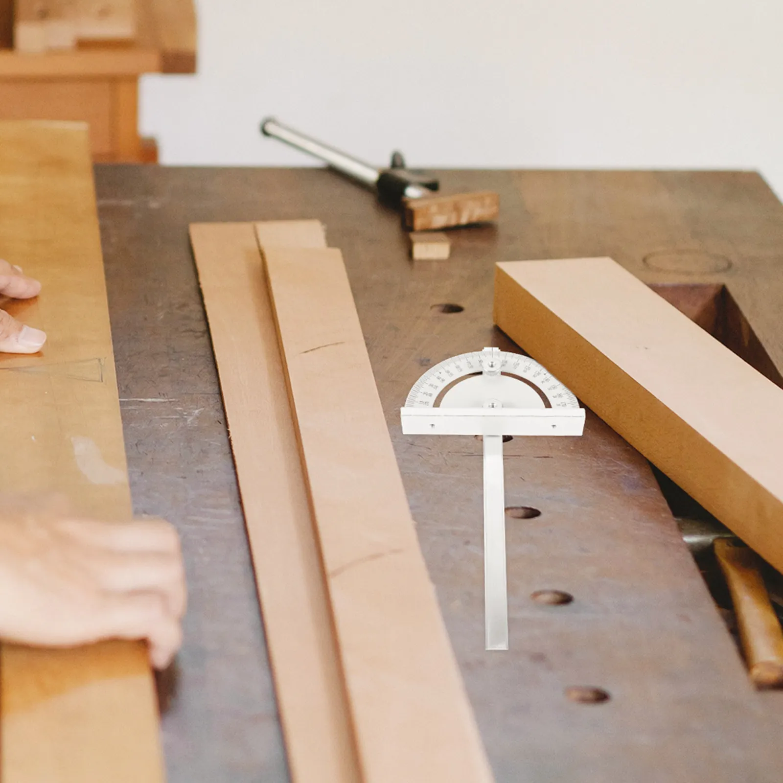 Steel Angle Finder Protractor with Long Folding Arm for Table Saw Miter Gauge Woodworking Circular Saw Guide Angle Measurement