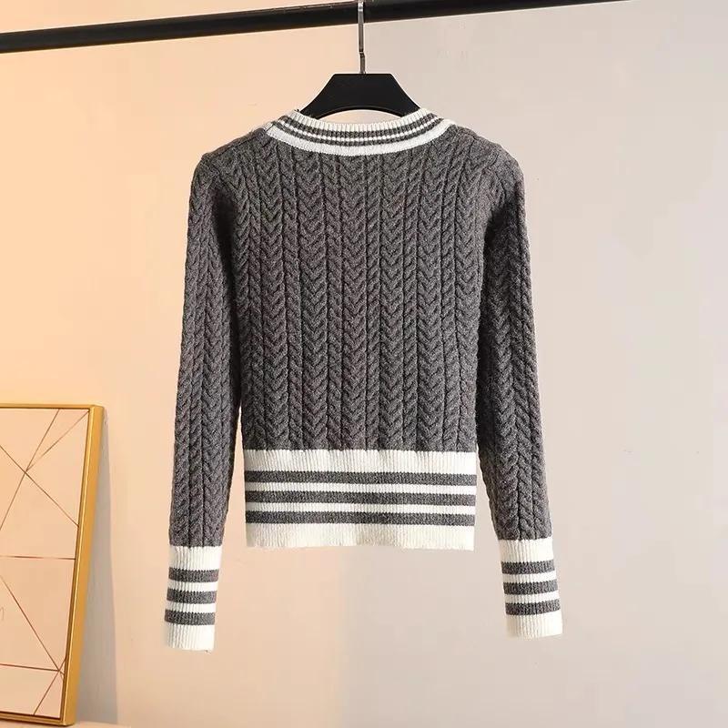 Women Clothing Knitted Cardigan Autumn Winter New Chic V-neck Button Knitwear Office Lady Daily Fashion Commute Sweaters