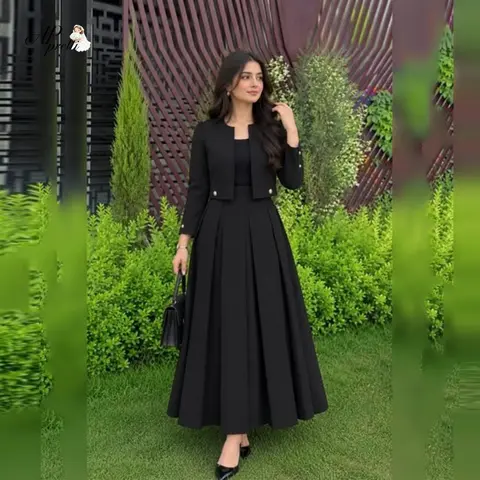 AP Pretti Elegant Black Women's Dress A-Line Skirt Waist-Cinching Long Sleeve Zipper Casual Travel Everyday Party Customized