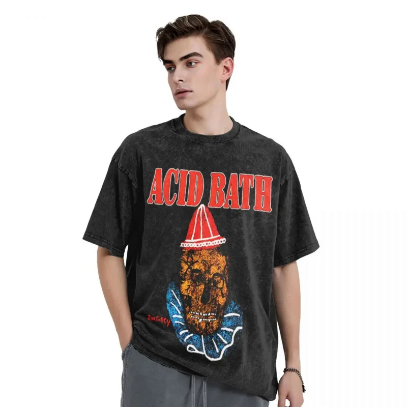 Acid Bath washed T shirts streetwear hip hop casual T-shirts tee shirt men women 100% cotton Harajuku summer