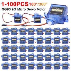 1-100 stks SG90 9G Micro Digitale Servomotor 180/360 °   Vaste vleugel micro-versnelling servomotor voor Rc helikopter speelgoedvliegtuigvliegtuigen