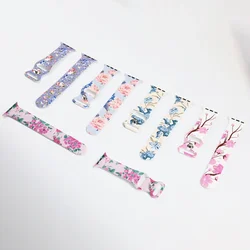 Strap for Apple Watch Ultra Band 46mm 49mm 45mm 44mm 42mm 41mm 40mm Floral Printed Sport Silicone Bracelet IWatch 10 9 8 7 6 5 4