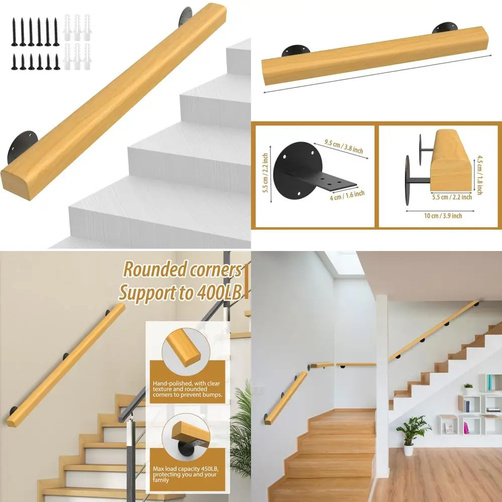 درابزين الدرج الخشبي - درابزين دعم غير قابل للانزلاق للداخلية والخارجية بطول 4 أقدام لدراجات الدرج القوية #1