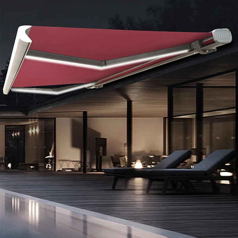 Outdoor retractable waterproof awning, balcony awning, fully enclosed electric folding arm awning