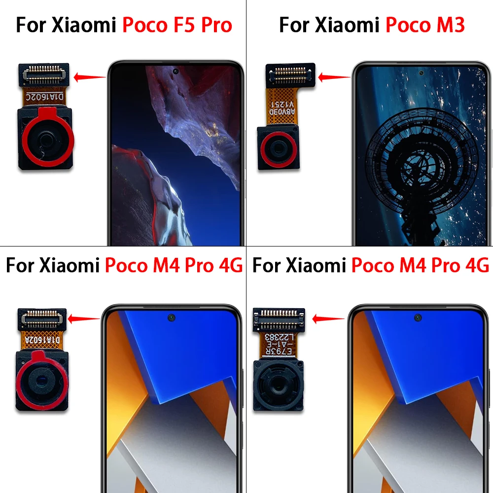 NEW Tested Back Rear Camera Module Flex Cable + Front Facing Camera Replace For Xiaomi Poco F5 Pro M4 Pro 4G X3 Pro M3 Pro 5G