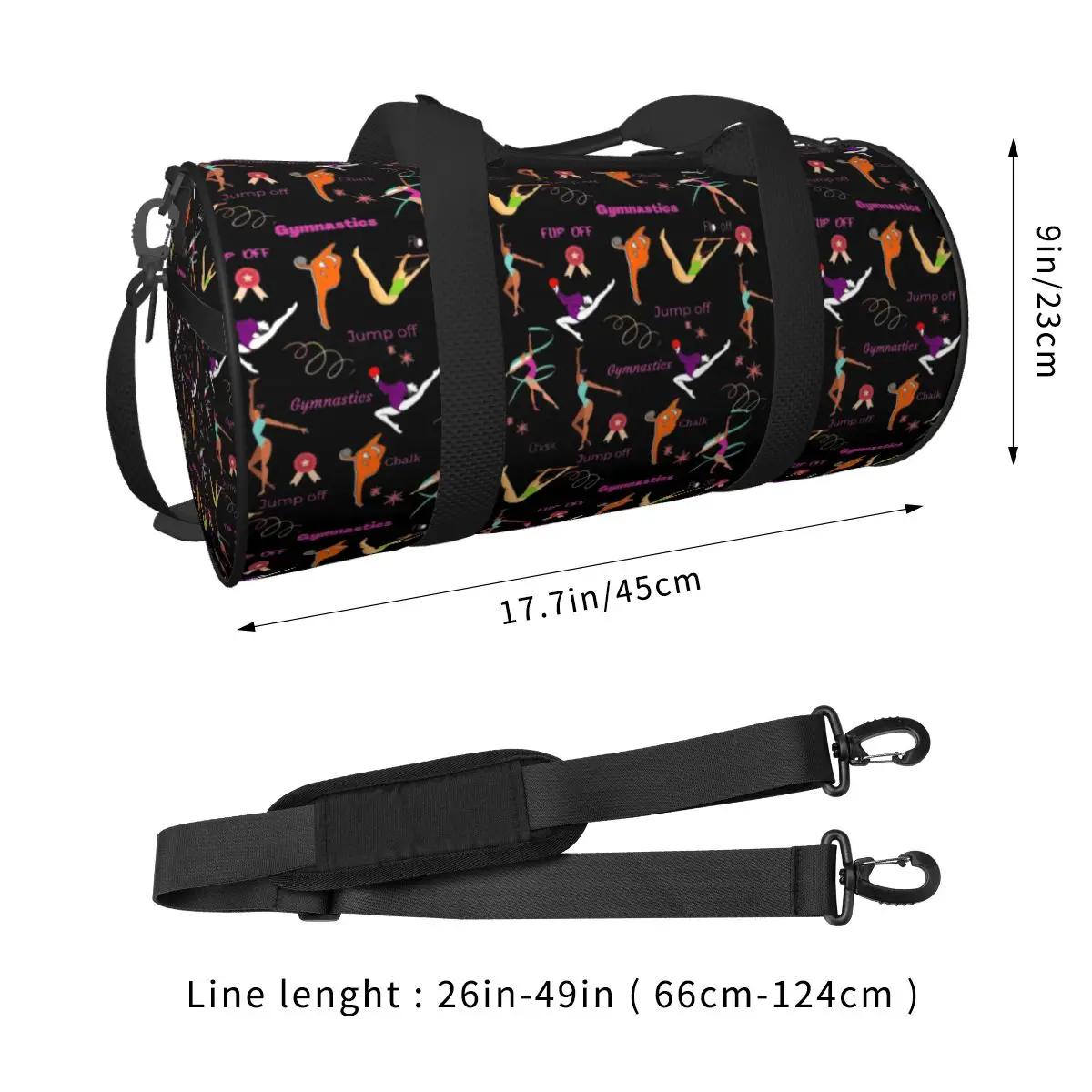 Amantes da ginástica imprimem saco de ginástica, Weekend Sports Bags com sapatos, Malas e femininas malas impressas, Saco de fitness colorido