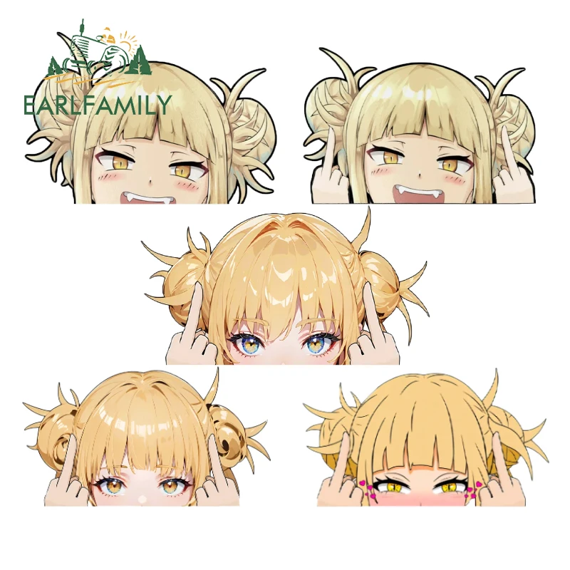 

EARLFAMILY Toga Himiko Peeker Graffiti Stickers Cool Middle Finger Decals Occlusion Scratch Waterproof Scratch Proof Car Goods