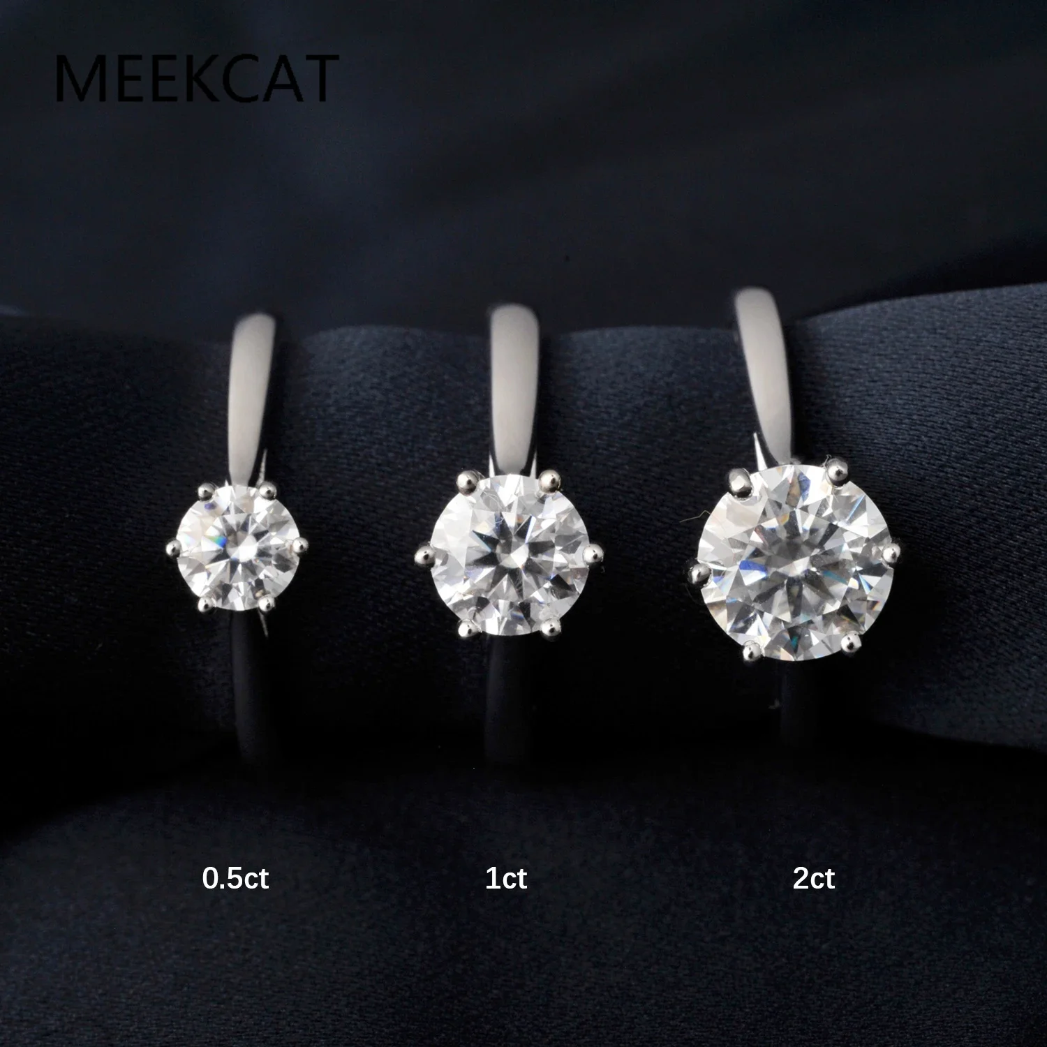 

Moissanite D Color 0.5ct 1ct 2ct Round Cut S925 Sterling Silver Solitaire Wedding Engagement Ring for Women Party Gift