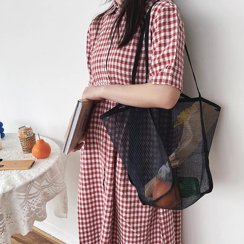 حقيبة شاطئ ذات سعة كبيرة، حقيبة حمل شبكية خفيفة الوزن، حقيبة تسوق عصرية ومتعددة الاستخدامات للسفر للنساء