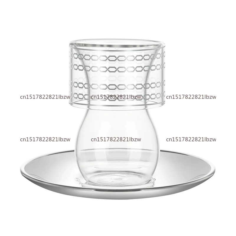 2025 Deluxe Silver Plated  Tea and Coffee Cup Tea Saucer Set Ceramic Glass Hotel Party Home Decor New Product view 6