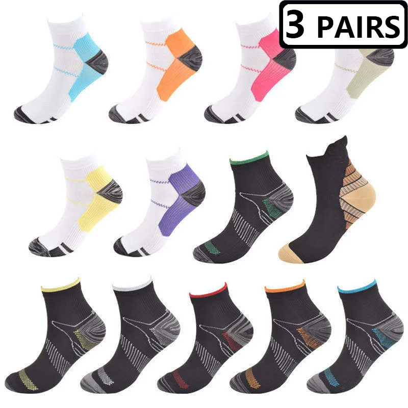 6pcs=3pairs Compression Socks Mens Women Sweat-absorbent Deodorant Breathable Sports Pressure Socks Man Low Tube Outdoor Running