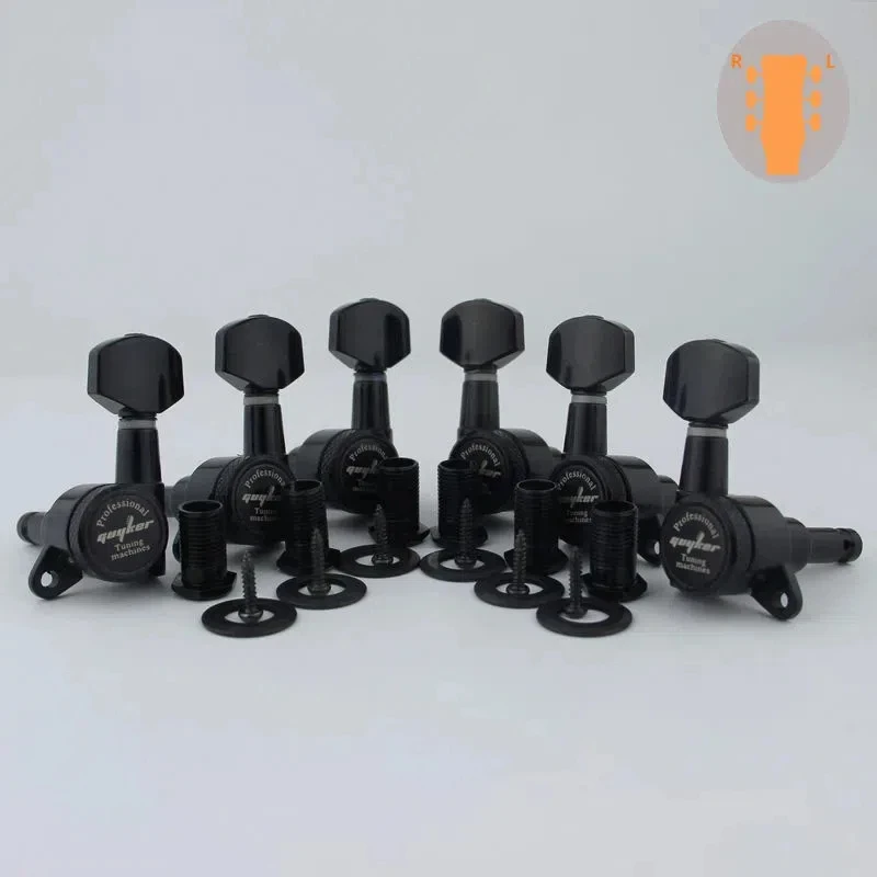 Guyker Guitar Locking Tuners-1:18 Lock String Tuning Key Pegs Machine Head Black