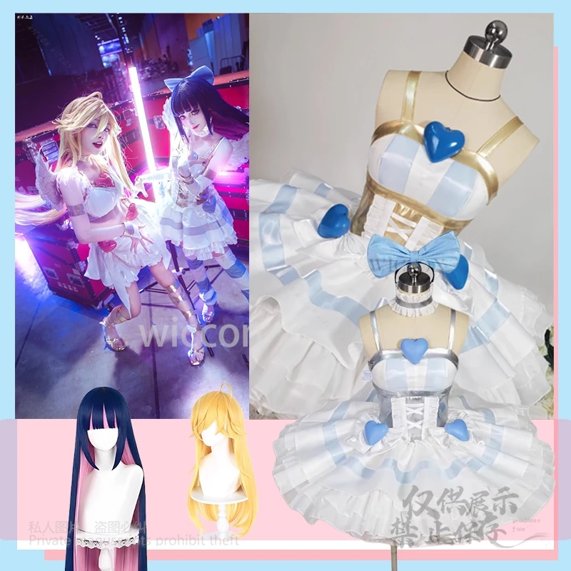 

Panty & Stocking Anarchy With Garterbelt Cosplay Costume Lolita Angel Dress Wigs Women Outfits Halloween Role Play Customized