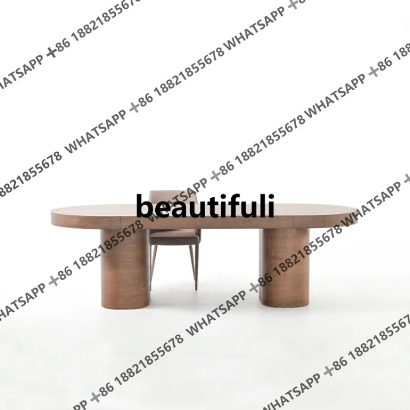 

American retro solid wood home rectangular dining table creative model room B & B hotel negotiation table