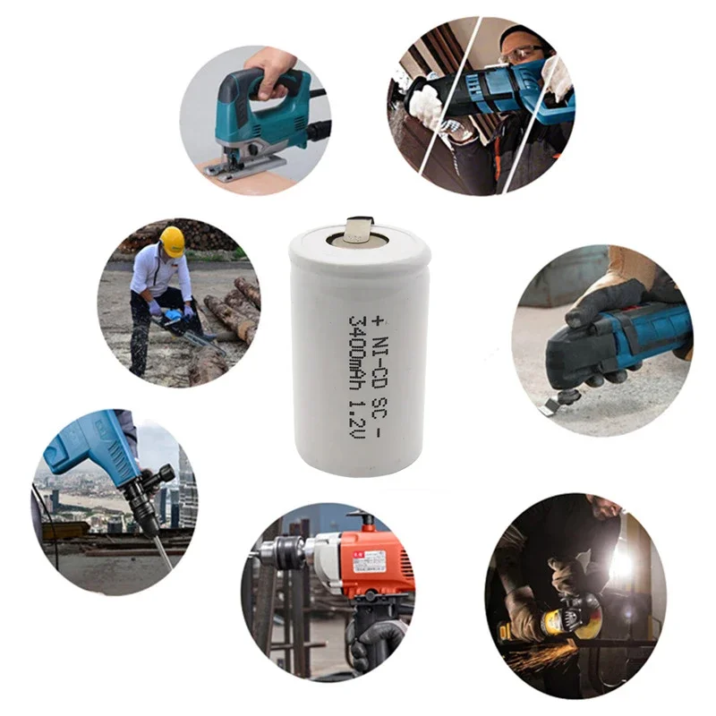 溶接タブ付き充電式バッテリー、sc sub c、ni-cdセル、電気ドリル、ドライバー、ミルウォーキーツール用、3400mah、15個、30個、40個