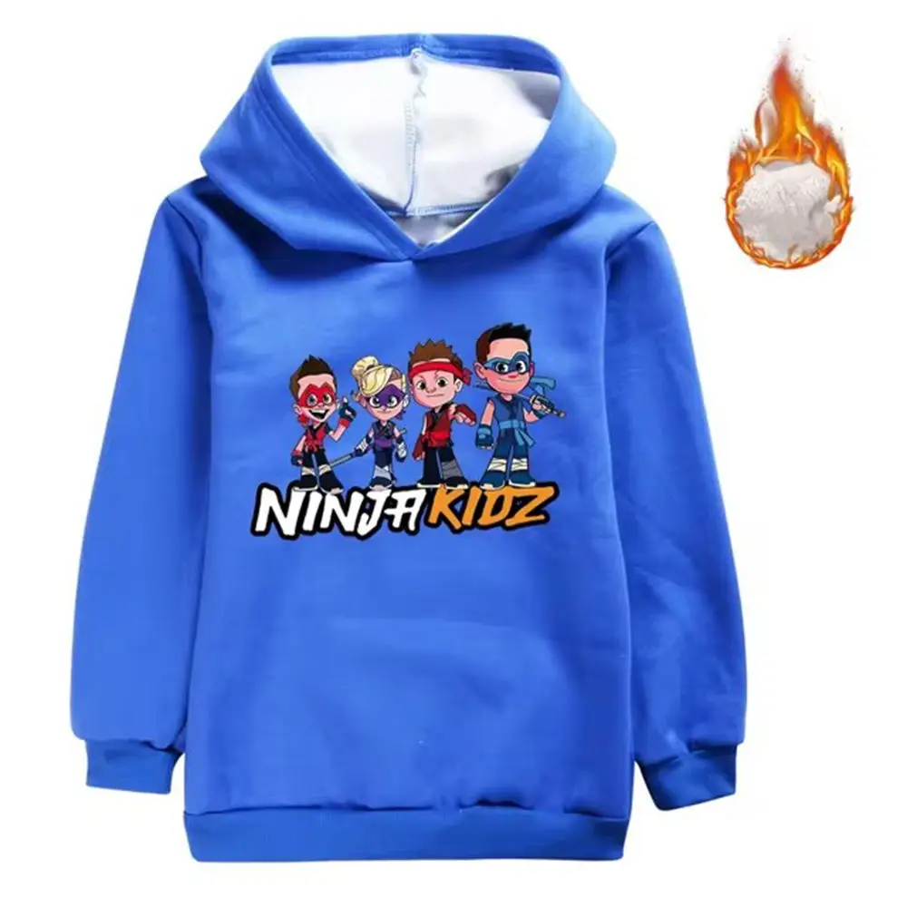 Anime NINJA KIDZ Sweatshirts Hoodies Winter Teenager Thick Fashion Outwear Boy Girl Warm Cartoon Printd Pullover