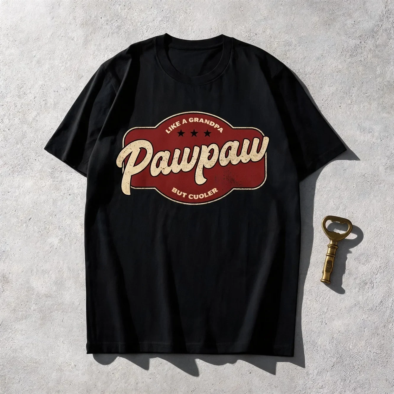 Mens Retro Grandpa Papaya Graphic Tee Features That Like Grandpa But Cooler With A Casual Short Sleeve Style And A Red And Brown Geometric Circle Pattern Regular Neck A For Grandpas