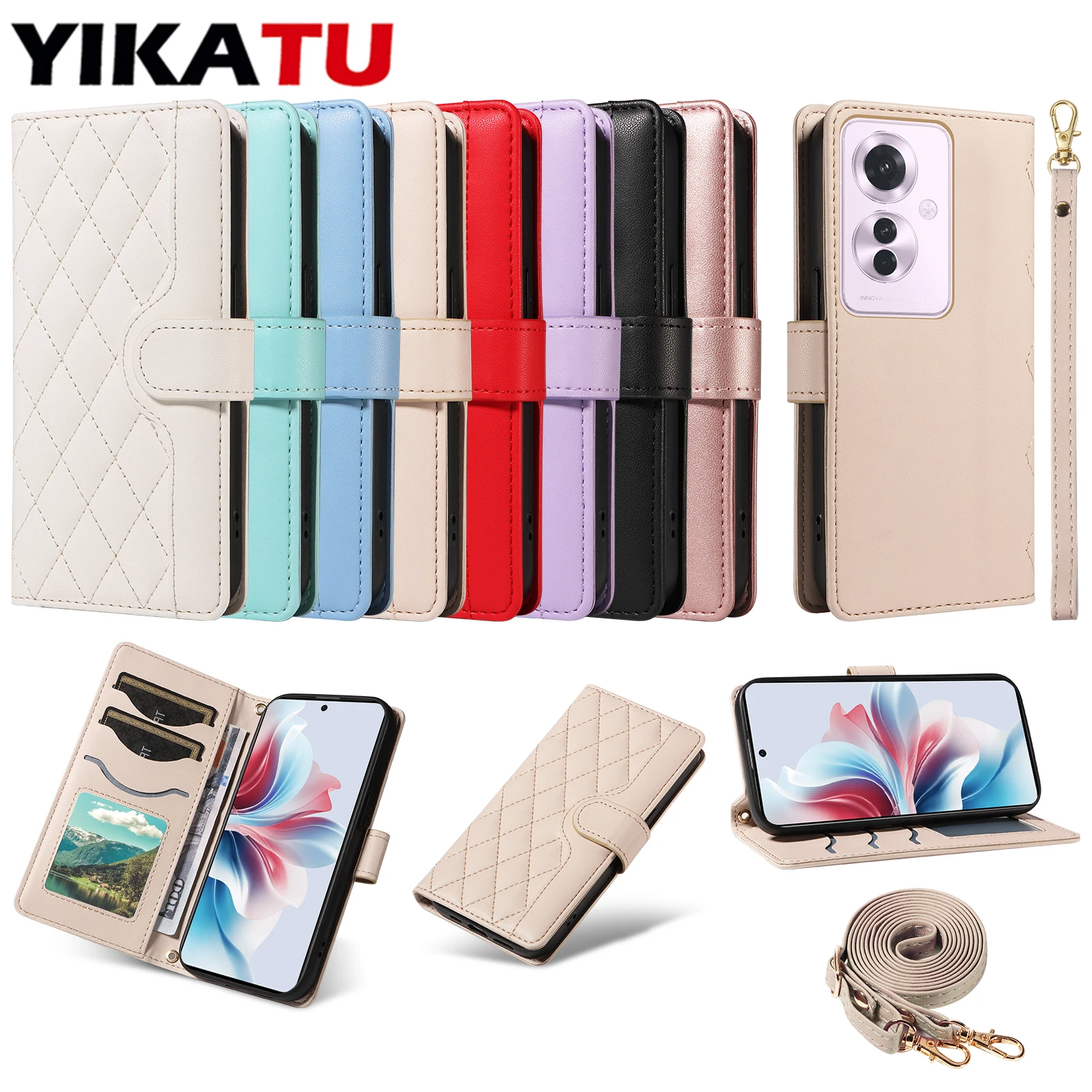 Magnetic Wallet Case For OPPO Reno15 Reno14 Reno13 A Reno12 Reno11 F Reno10 Reno 15 14 14F 13 13F 13A 12 12F 11 11F 10 Pro 5G