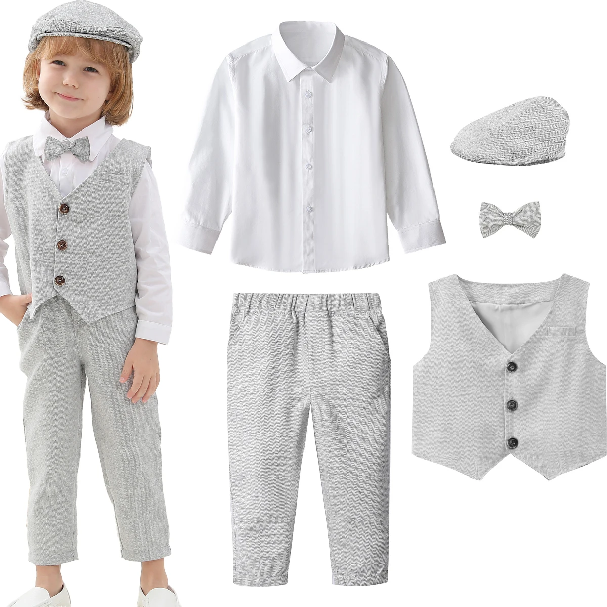 Abbigliamento per bambini Ragazzi Abito da sposa Bambino Abito da gentiluomo Infantile Compleanno Battesimo Set Bambino Regalo formale per feste