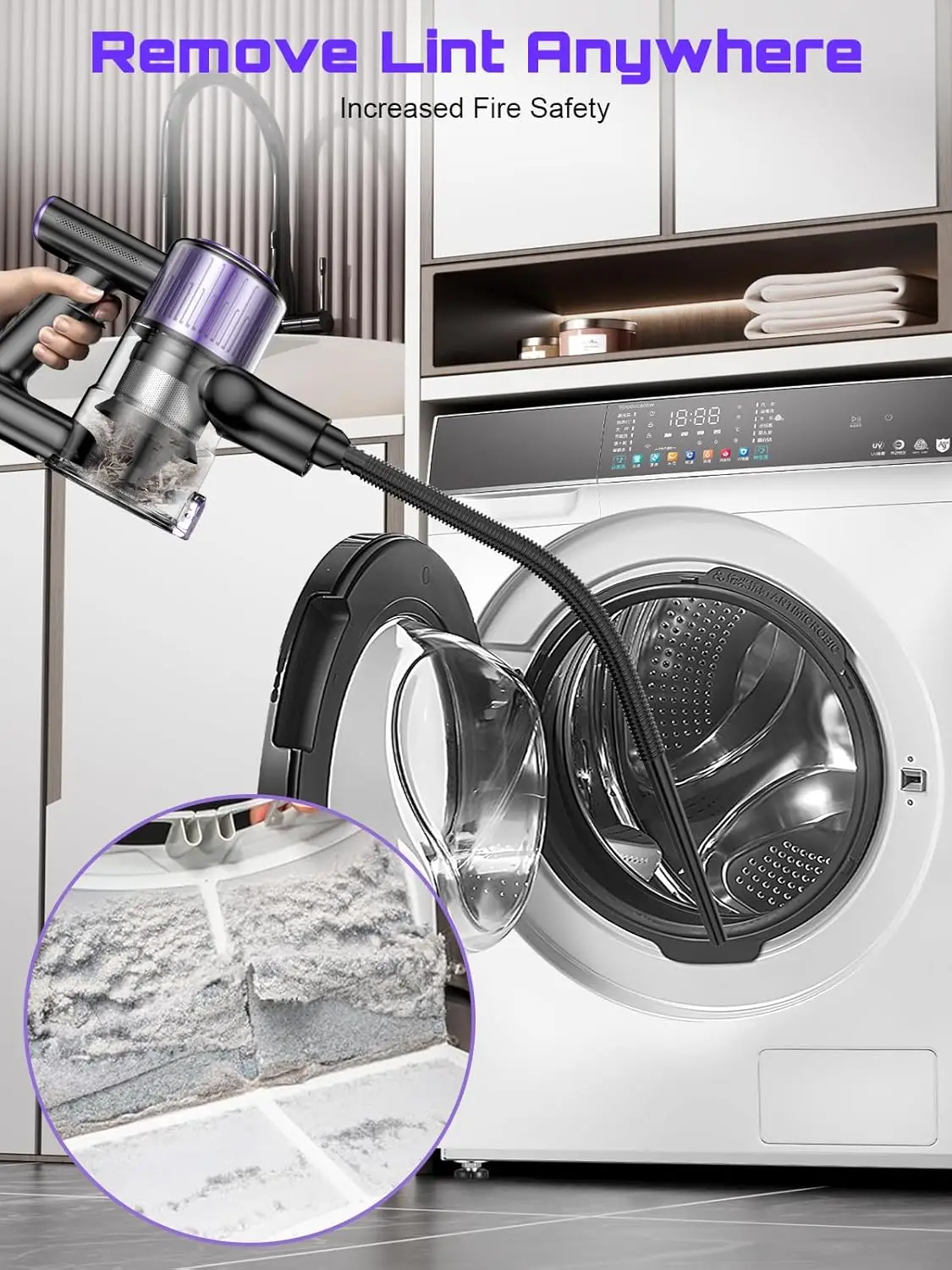 Aspiradora inalámbrica, 40Kpa/500W/45min 10 en 1, potente aspiradora ligera para pelo de mascotas en el hogar/suelo duro/alfombra