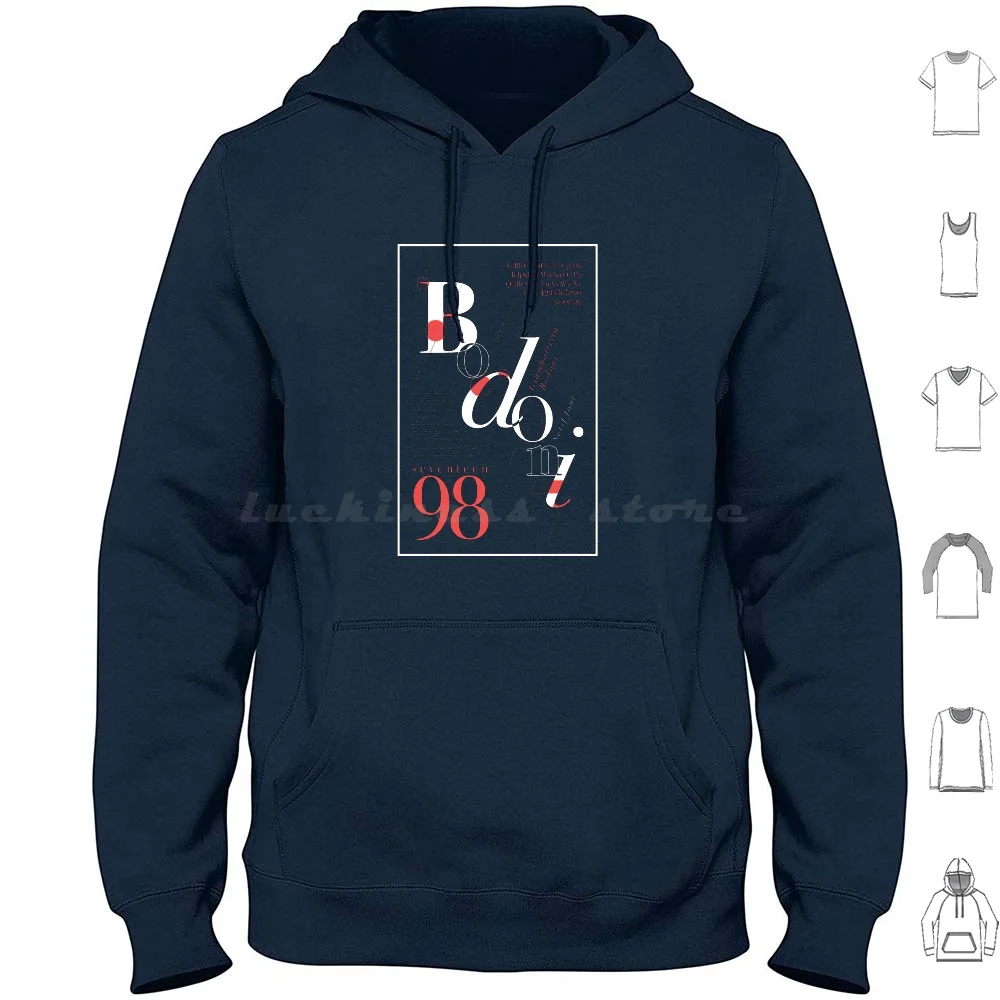 Bodoni Font Study Hoodie Cotton Long Sleeve Bodoni Graphic Design Typography Font Font Study Design Bodoni Font 1798 Serif