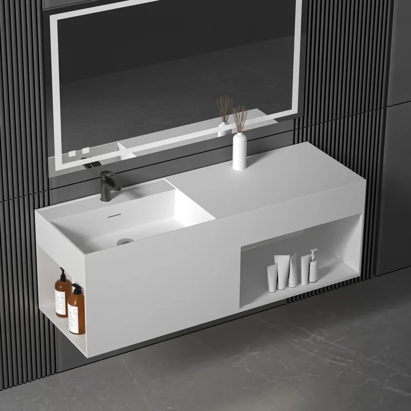 Wind-mounted wall storage artificial stone, integrated bathroom cabinet