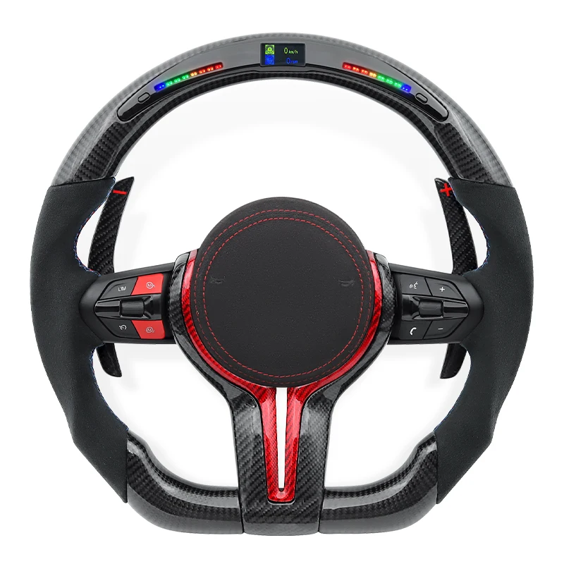 

Автомобильный руль для BMW F01 F06 F10 F15 F16 F30 F32 F36 F20 F22 F23 F80 M3 M6 Руль по индивидуальному заказу со светодиодной подсветкой из углеродного волокна