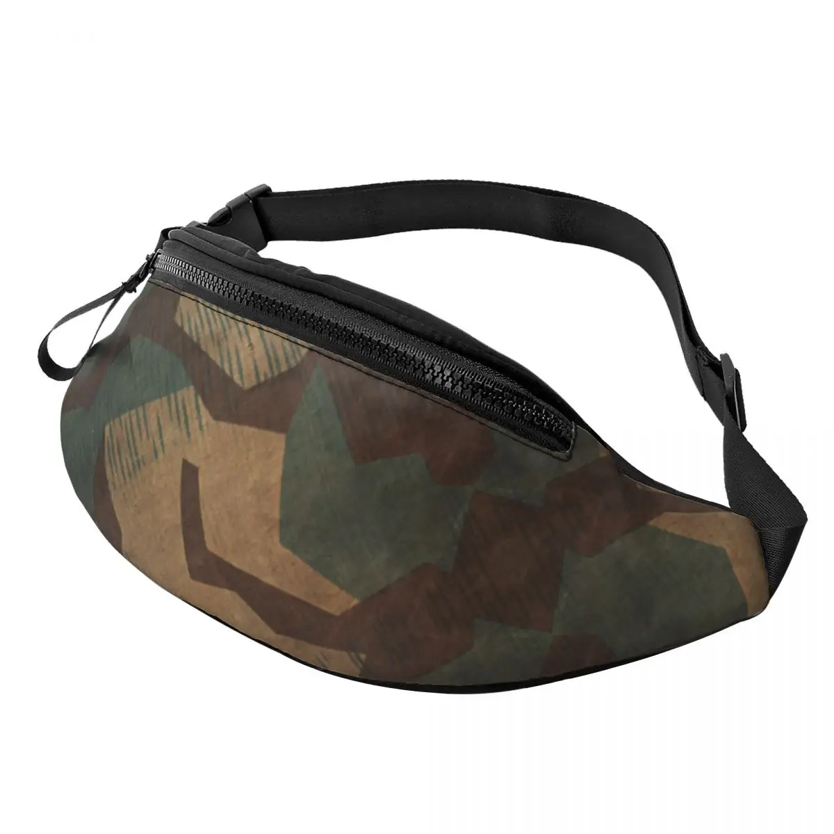 

Custom Splintertarn German Camouflage Camo Fanny Pack Women Men Crossbody Waist Bag for Running Phone Money Pouch