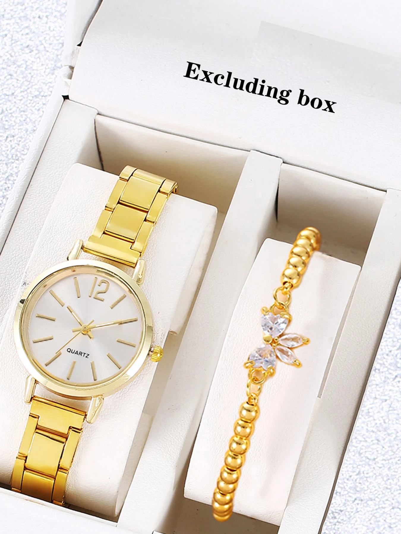 Fashion Gold Bead Chain Butterfly Rhinestone Bracelet Matching Ladies