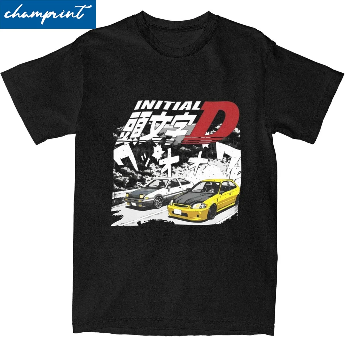Lustige Initial D Manga Drifting T-shirt Männer Rundhals Kurzarm Kleidung 100 % Baumwolle Top T-shirt