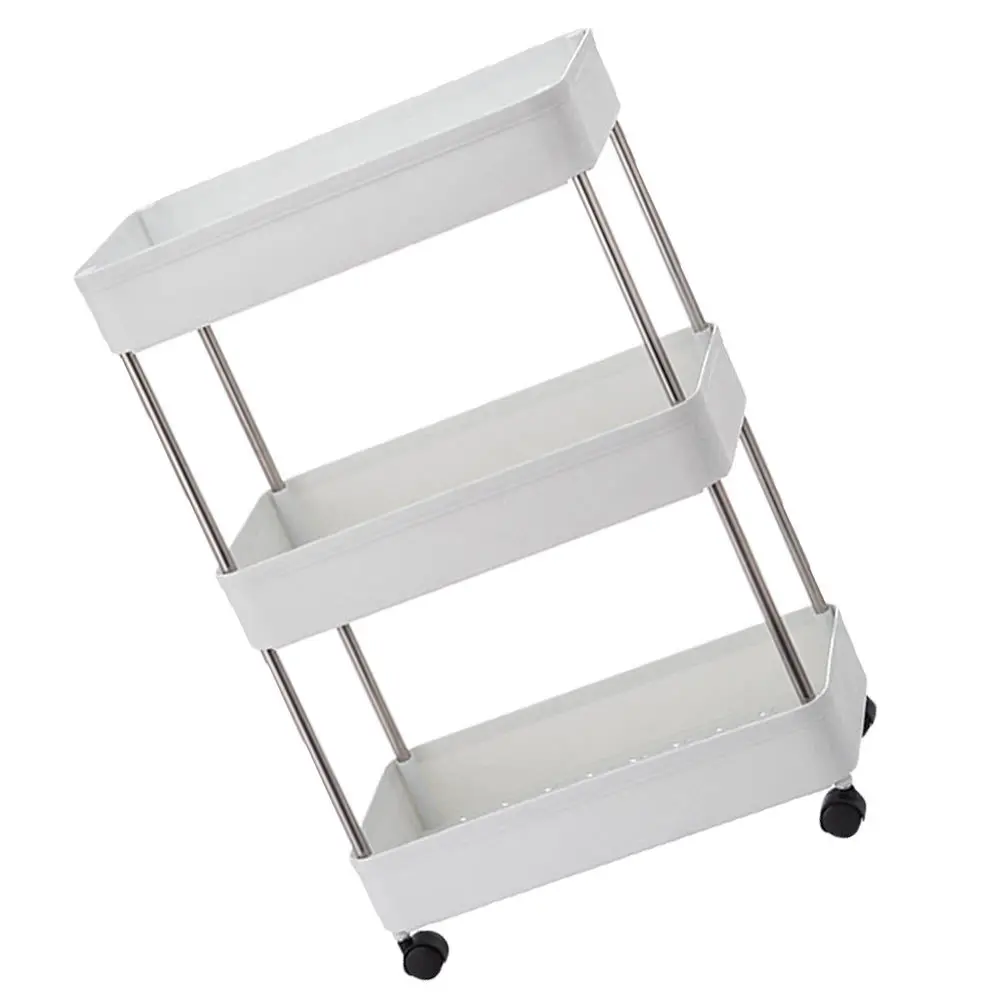 

1pc Multi-Tier Storage Cart Pp Material Rolling Kitchen Organizer Shelf For Bathroom Bedroom Balcony Living Room Storage Rack