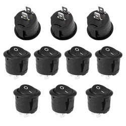 10Pcs SPST Snap-in Switch ON Off 2 Pin Round Snap Rocker Boat Switch AC for Car Auto Boat Household Appliances