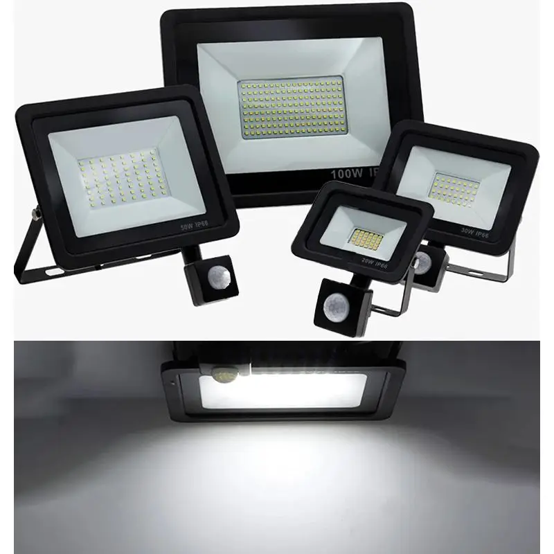 

Светодиодный прожектор PIR Датчик движения IP66 Водонепроницаемый прожектор Настенный светильник 20 Вт 30 Вт 50 Вт 100 Вт AC220V Уличный уличный прожектор
