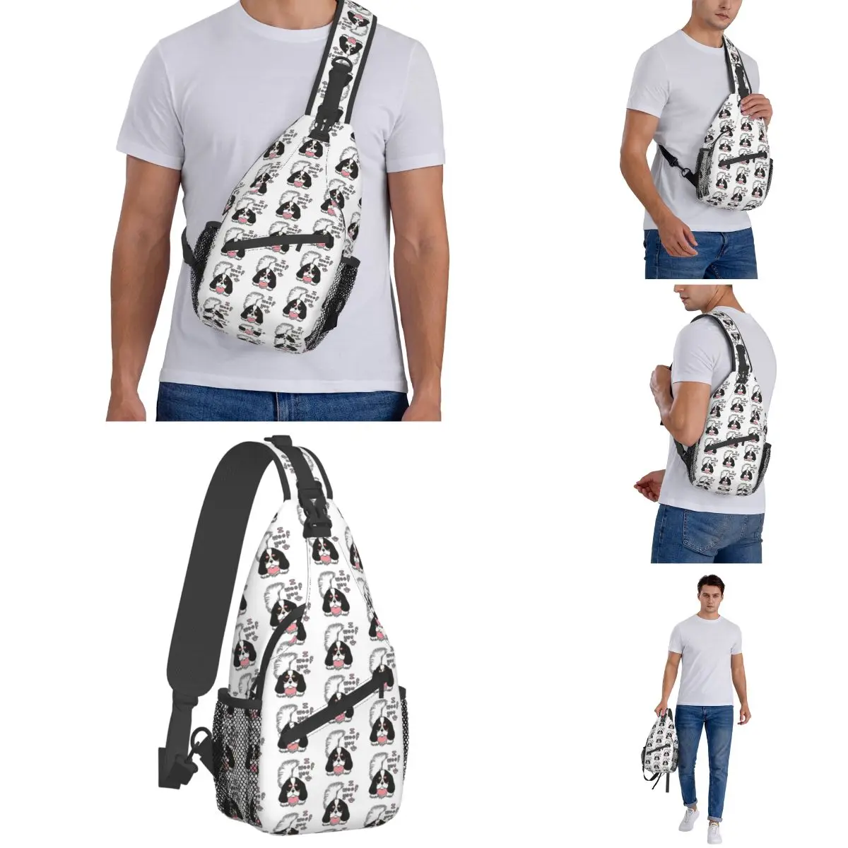 Peito Crossbody Sling Bag, Mochila de Ombro, Outdoor Sports Daypacks, Cão, Casual Bolsas, Cavalier King, William, Spaniel